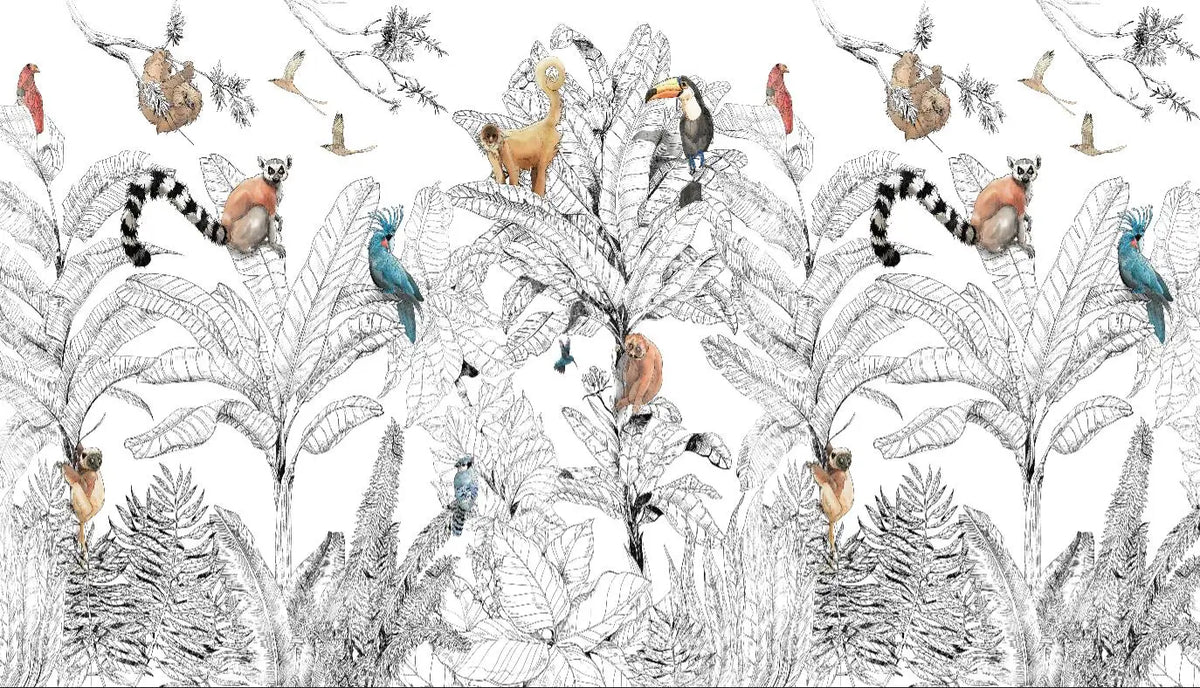 Papier Peint Animaux de la Jungle — 12 Motifs au Choix