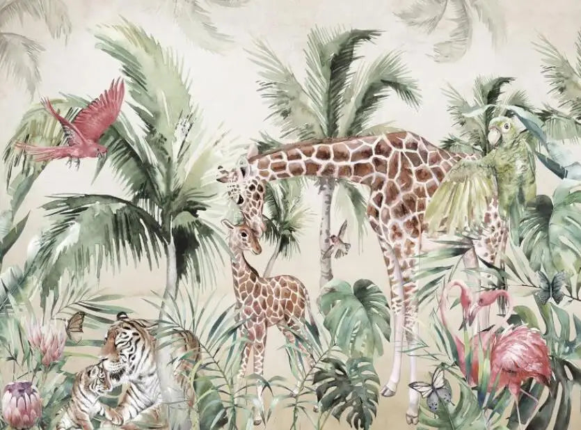 Papier Peint Animaux de la Jungle — 12 Motifs au Choix