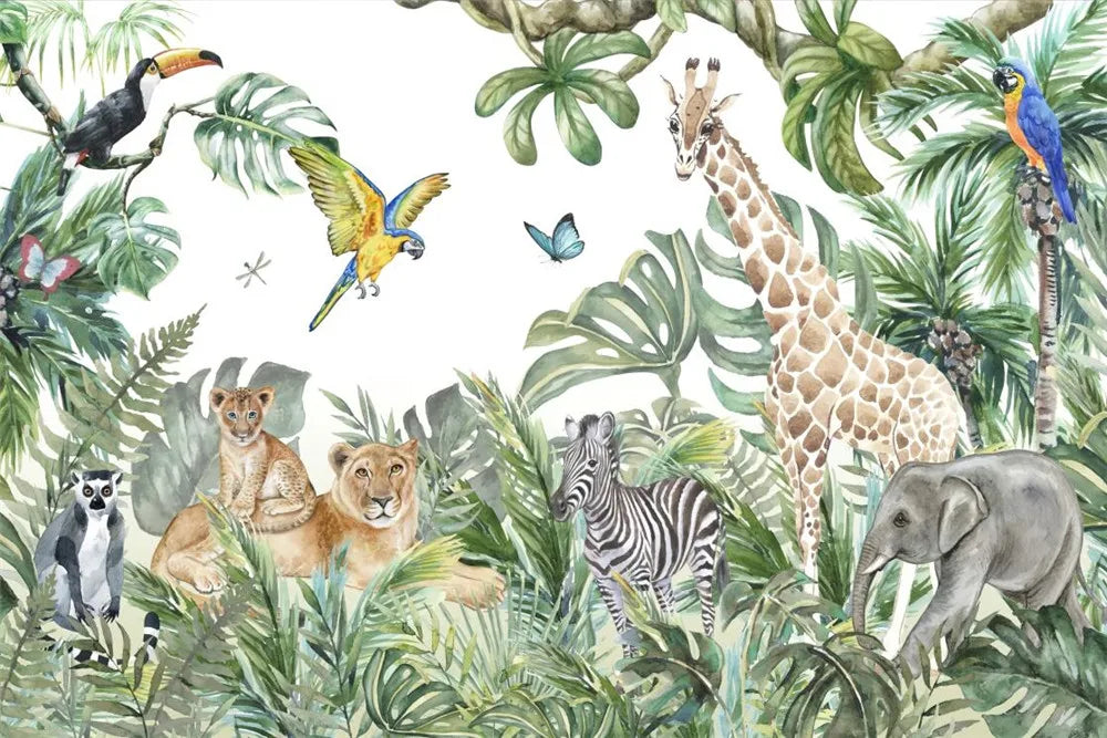 Papier Peint Animaux de la Jungle — 12 Motifs au Choix