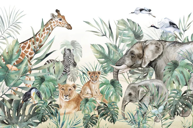 Papier Peint Animaux de la Jungle — 12 Motifs au Choix