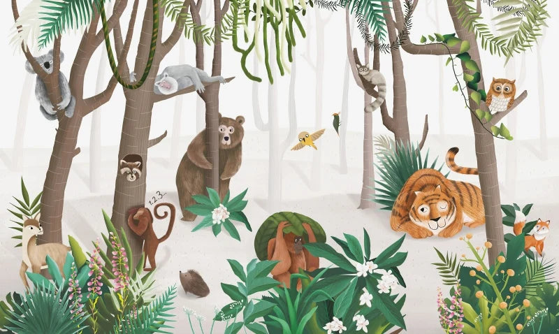 Papier Peint Animaux de la Jungle — 12 Motifs au Choix