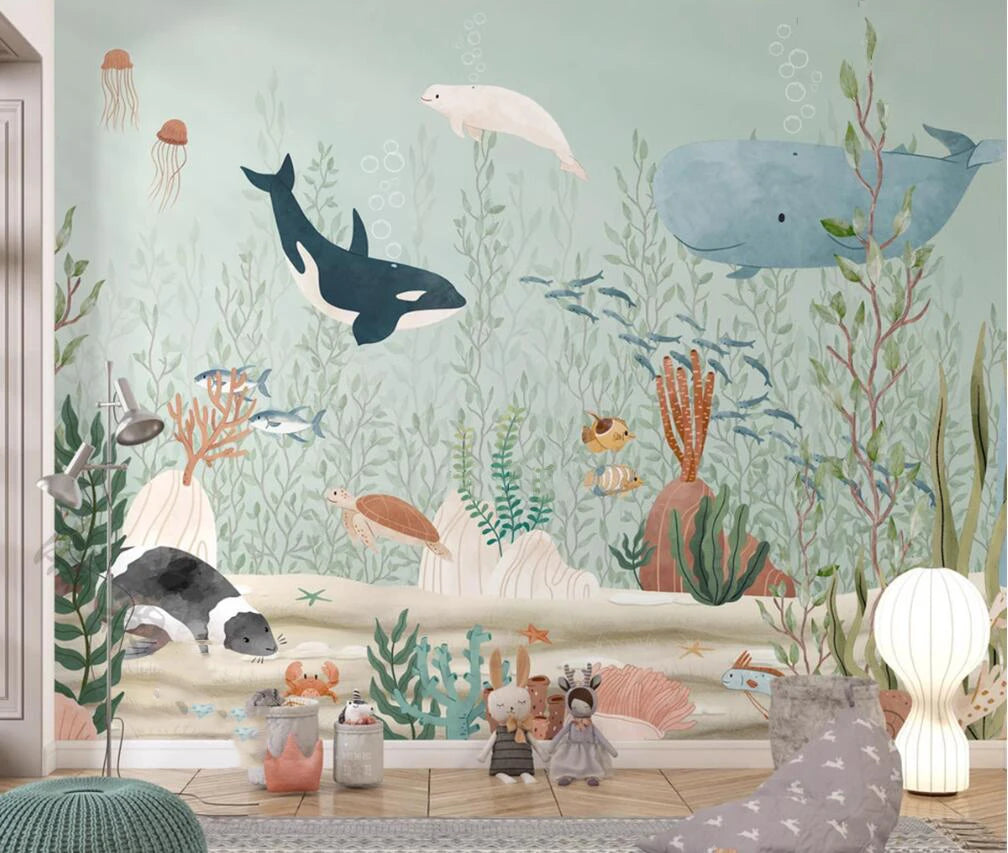 Papier Peint Monde Marin pour Chambre d'Enfant — 6 Motifs au Choix