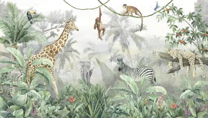 Papier Peint Animaux de la Jungle — 12 Motifs au Choix