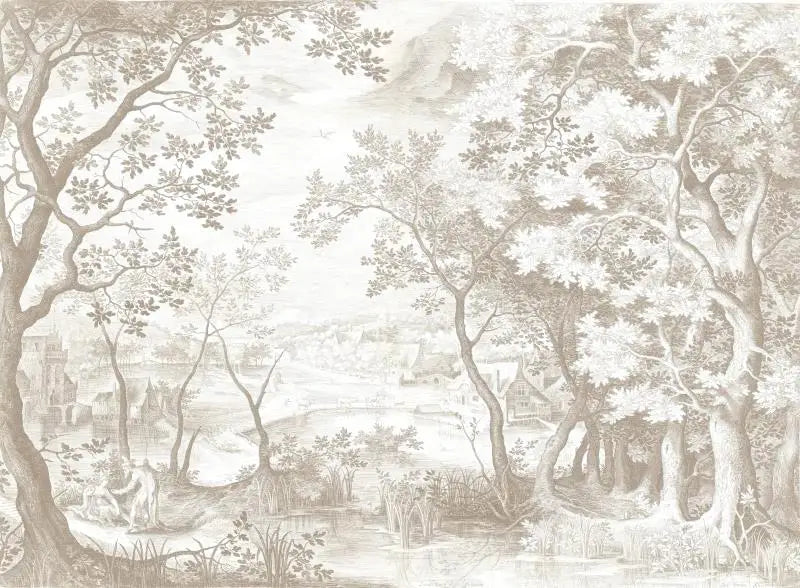 Papier Peint Paysage Gravé Classique — 7 Teintes au Choix
