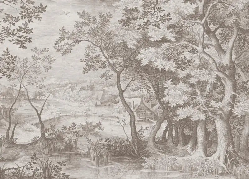 Papier Peint Paysage Gravé Classique — 7 Teintes au Choix