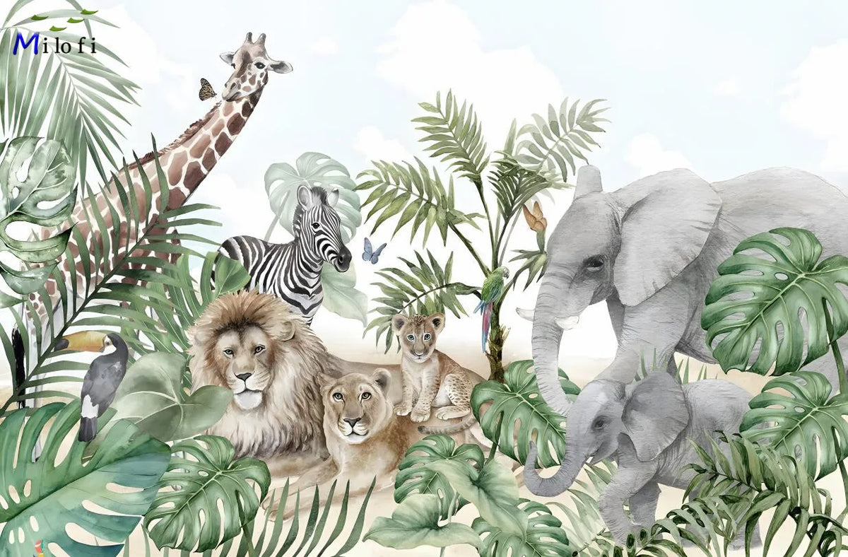 Papier Peint Animaux de la Jungle — 12 Motifs au Choix