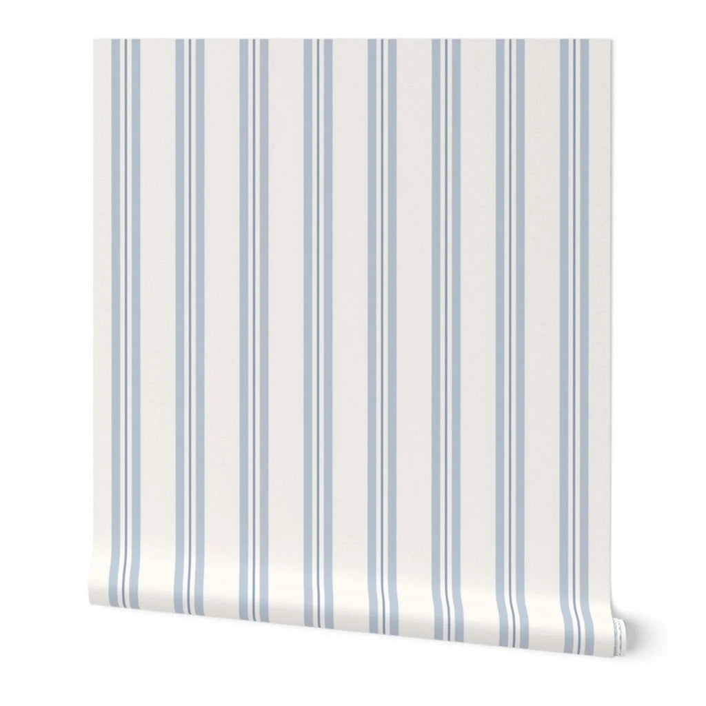 Papier Peint Rayé Classique Bleu et Blanc
