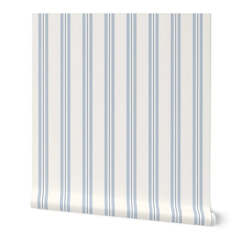 Papier Peint Rayé Classique Bleu et Blanc