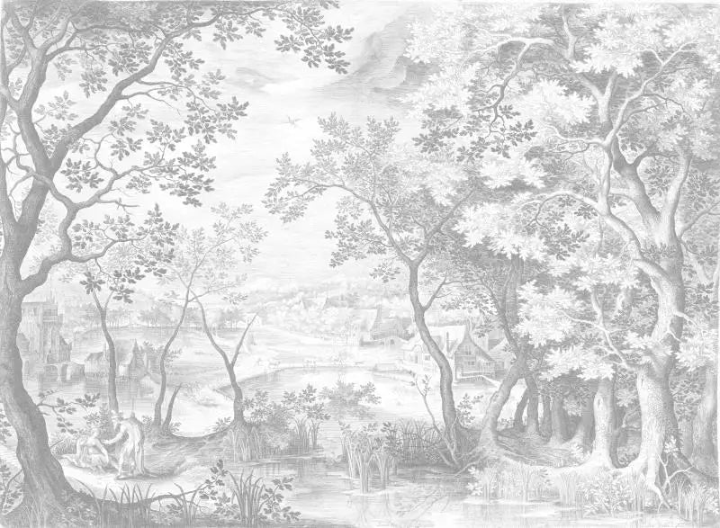Papier Peint Paysage Gravé Classique — 7 Teintes au Choix