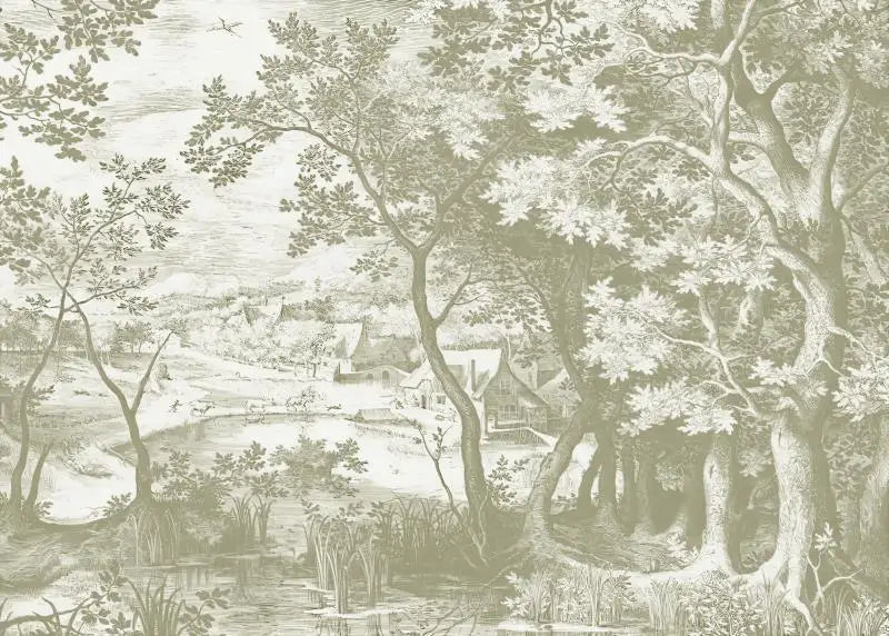 Papier Peint Paysage Gravé Classique — 7 Teintes au Choix