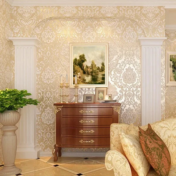 Papier Peint Intissé Damassé Relief 3D — 9 Coloris
