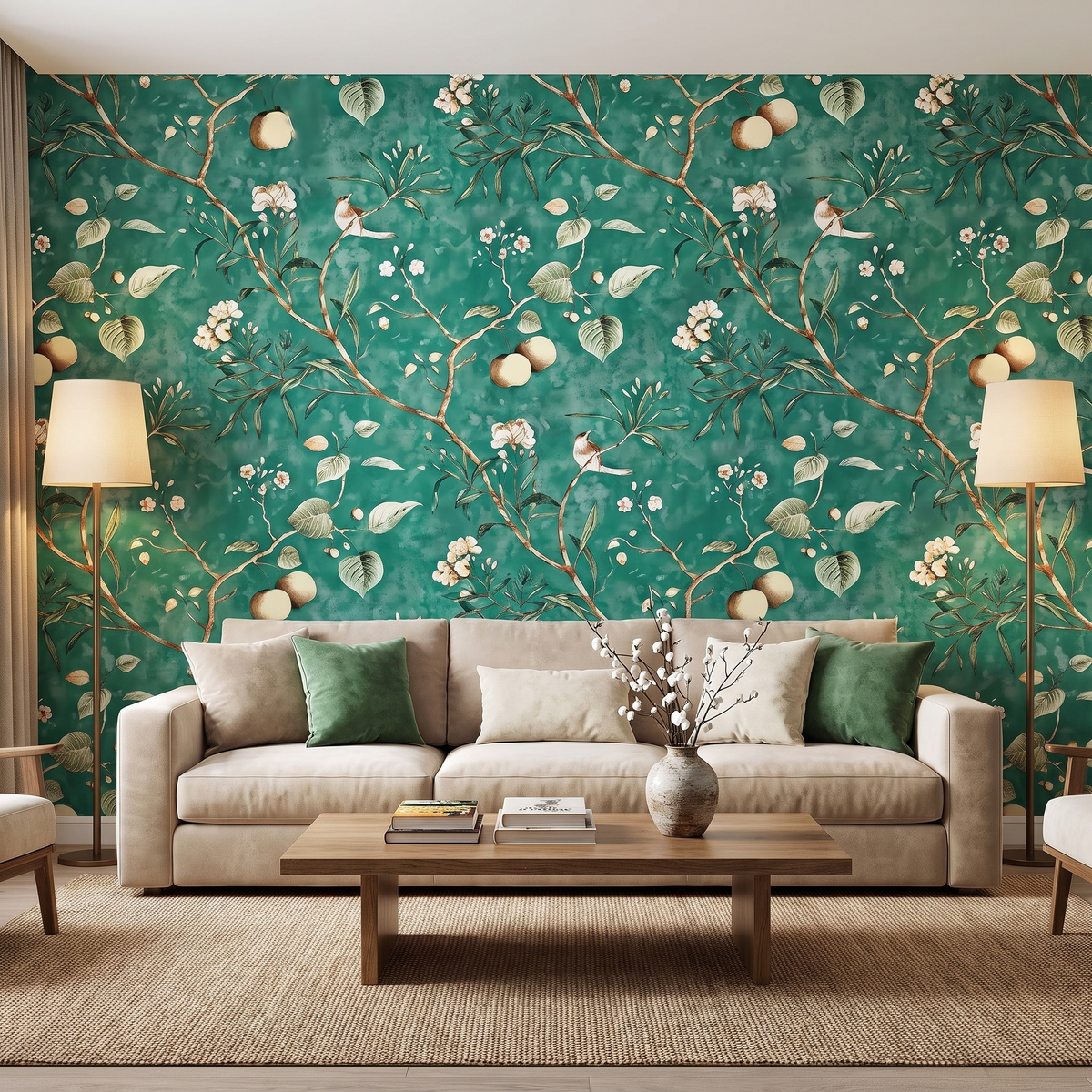 Papier Peint Chinoiserie Fleuri — 5 Coloris