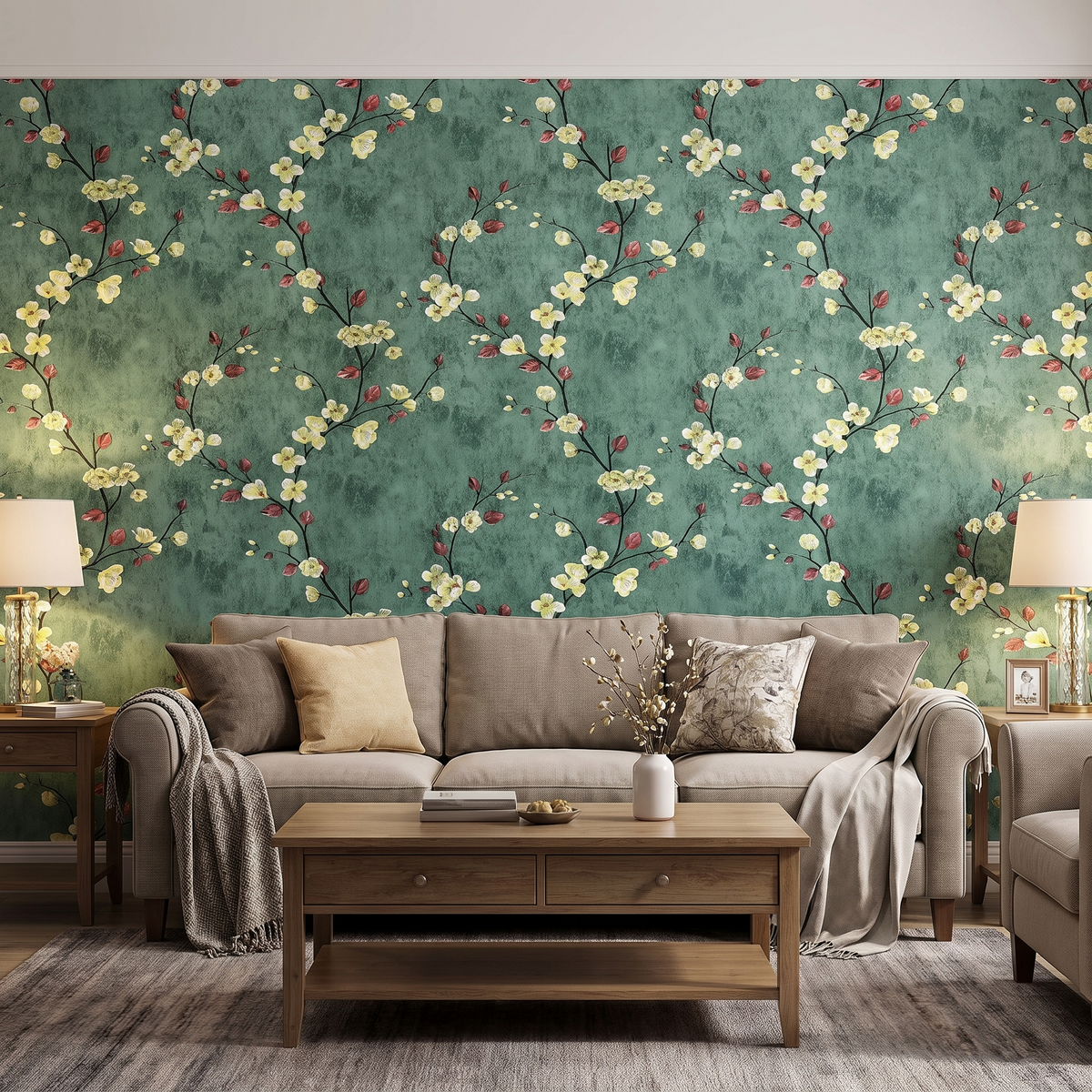 Papier Peint Chinoiserie Fleuri — 5 Coloris