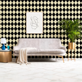 Papier Peint Losanges Noir et Jaune — Style Art Déco