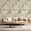 Papier Peint Fleurs des Champs — Fond Crème ou Noir