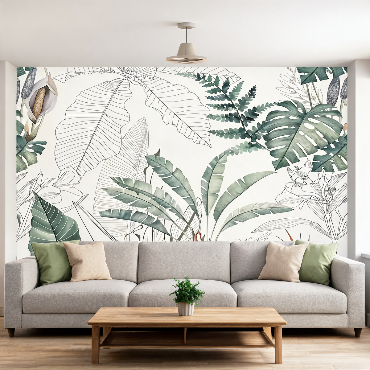 Papier Peint Feuillage Botanique — Croquis & Couleur