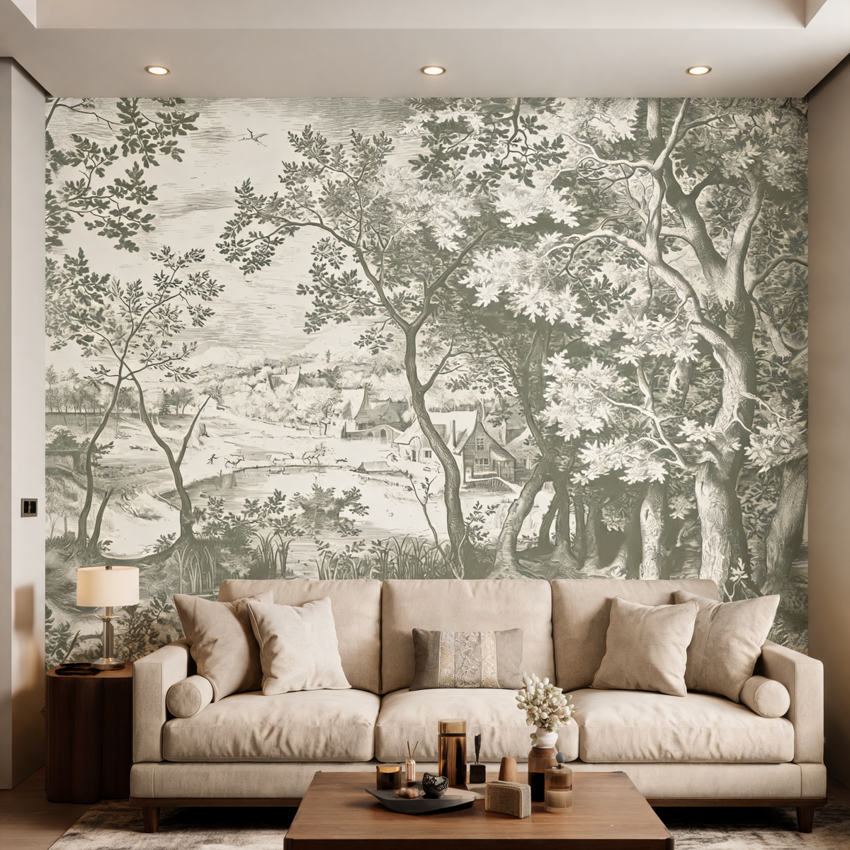 Papier Peint Paysage Gravé Classique — 7 Teintes au Choix