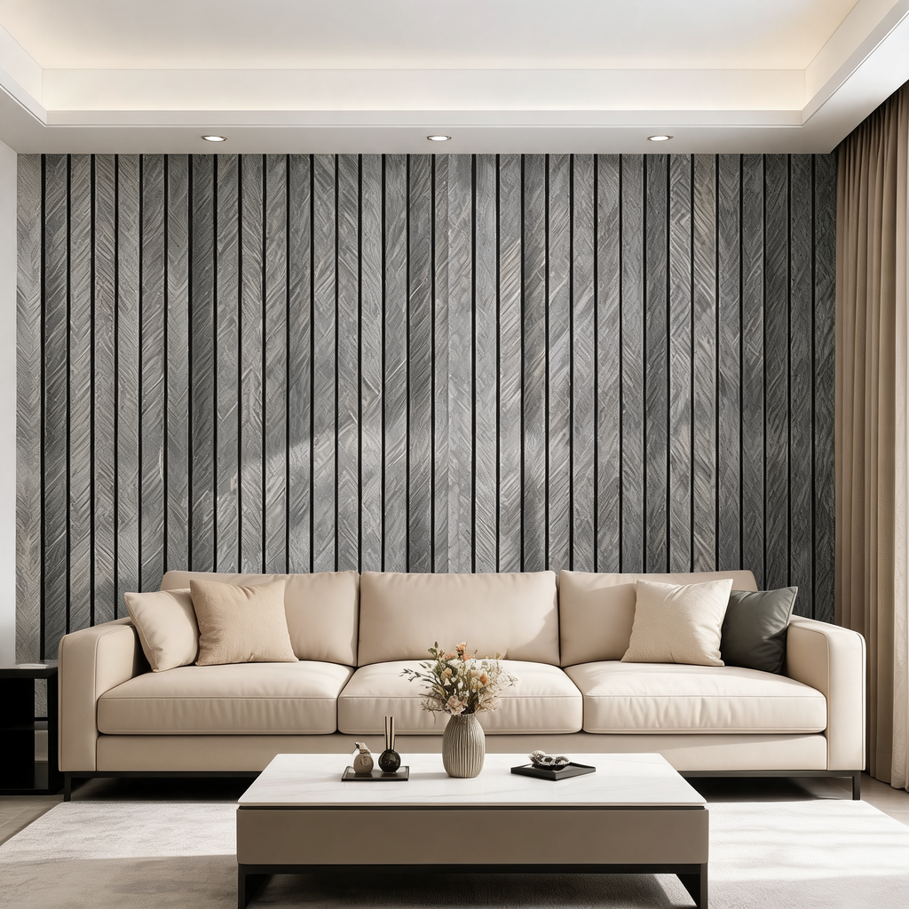 Panneau Mural Cannelé Effet Lattes 3D