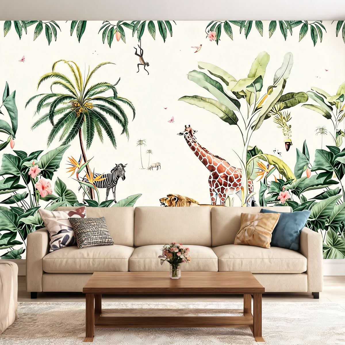 Papier Peint Animaux de la Jungle — 12 Motifs au Choix