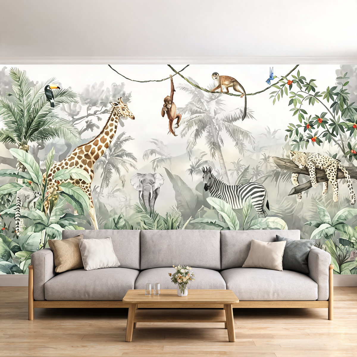 Papier Peint Animaux de la Jungle — 12 Motifs au Choix