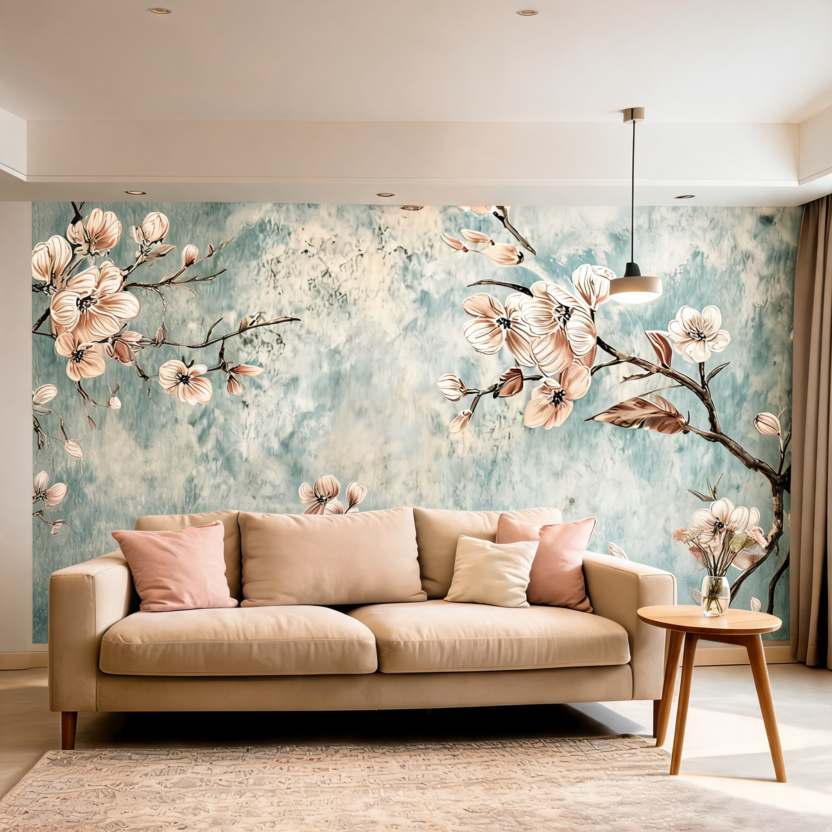 Papier Peint Floral — Branches Fleuries