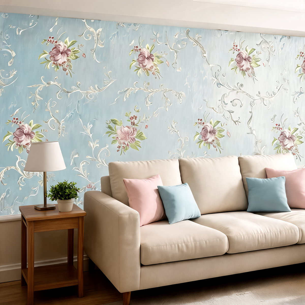 Papier Peint Floral — Branches Fleuries