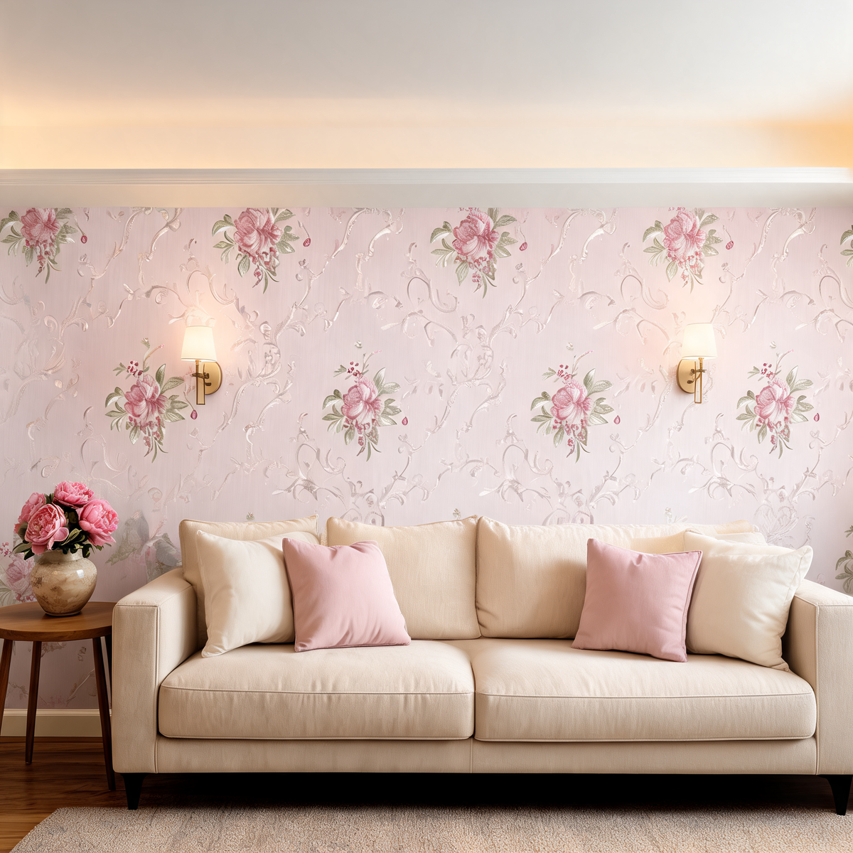 Papier Peint Floral — Branches Fleuries