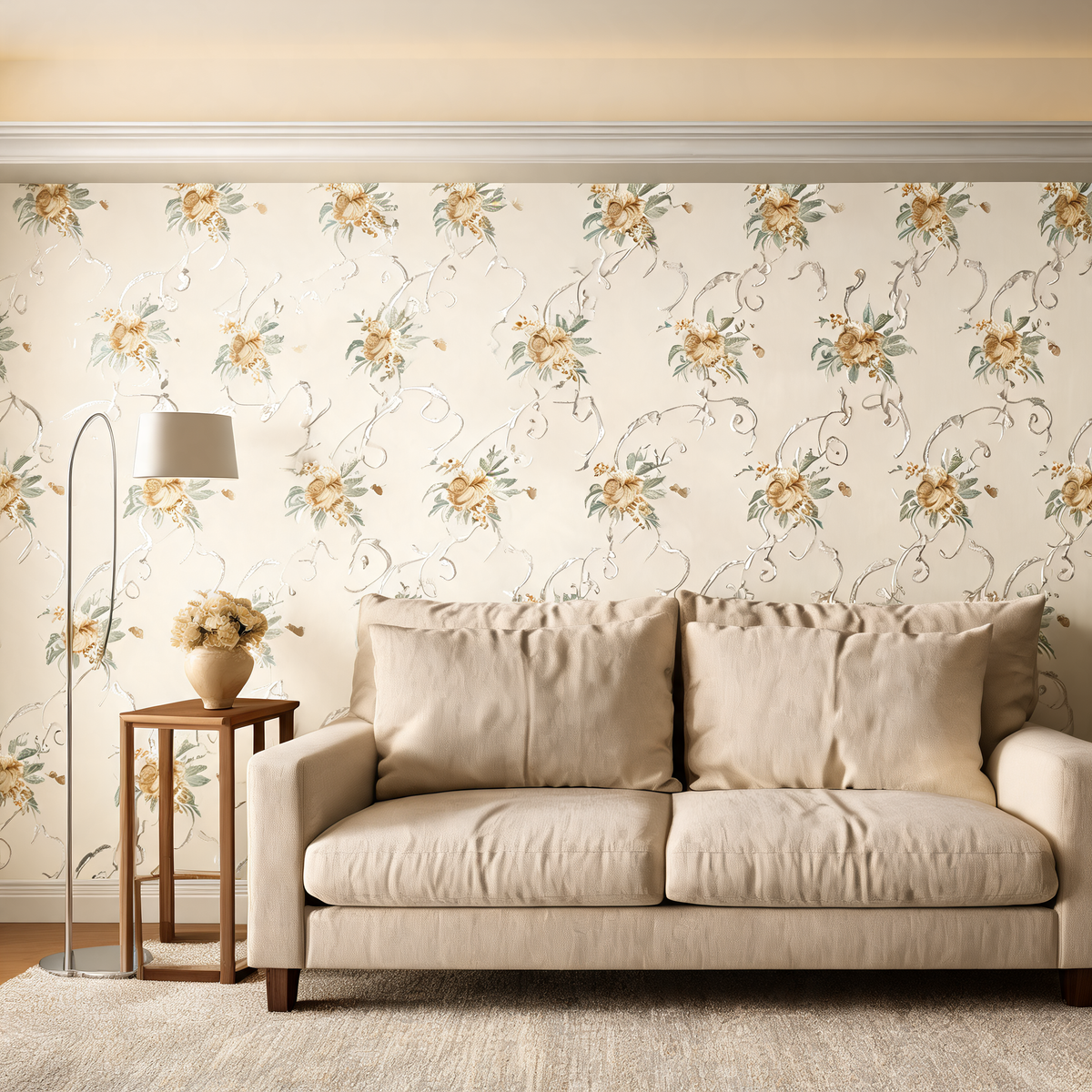 Papier Peint Floral — Branches Fleuries