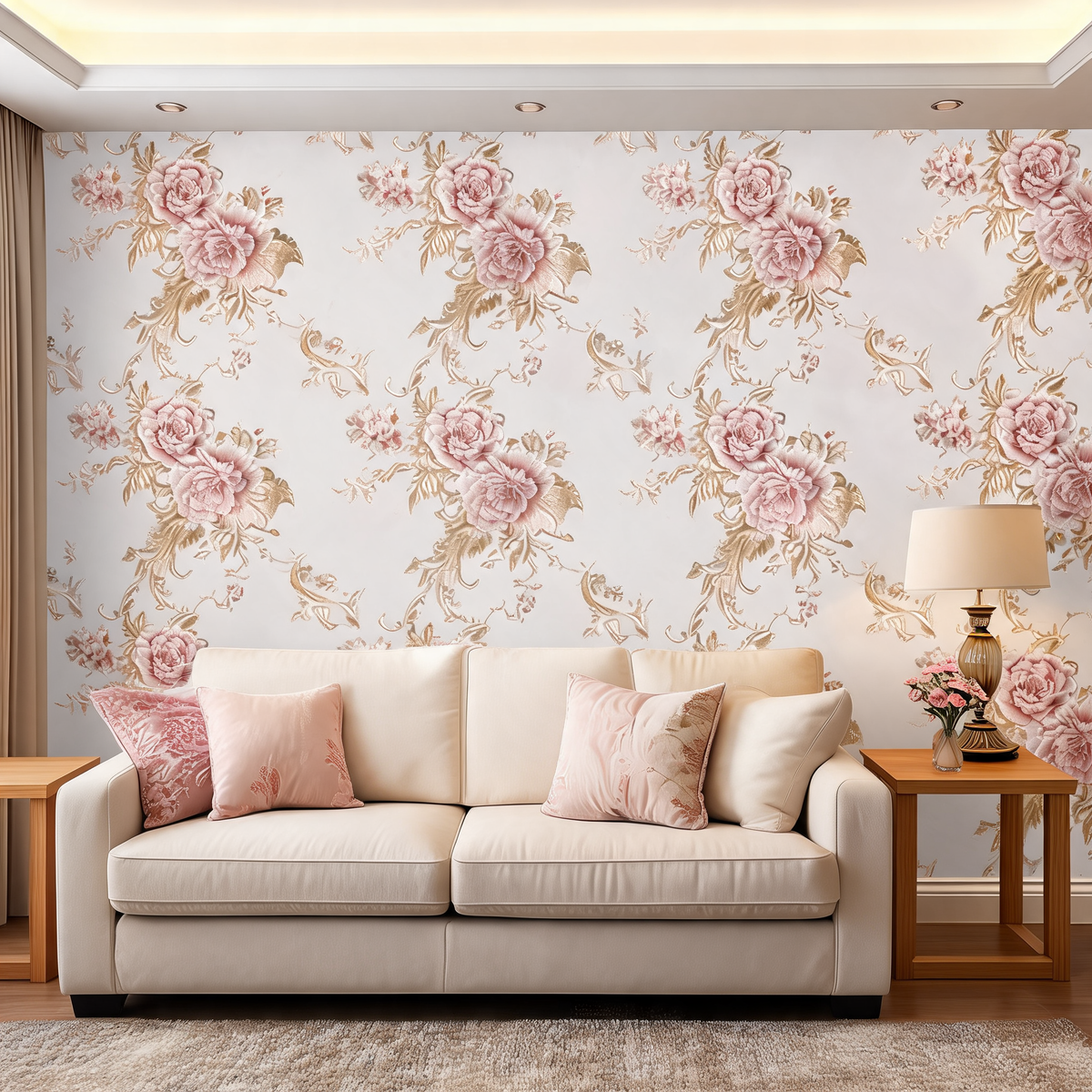 Papier Peint Floral — Branches Fleuries