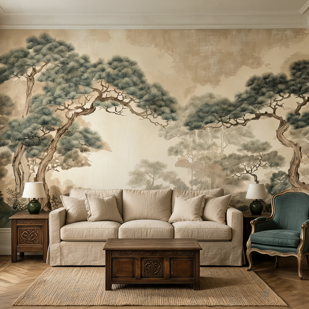 Fresque Asiatique — Pins & Paysages